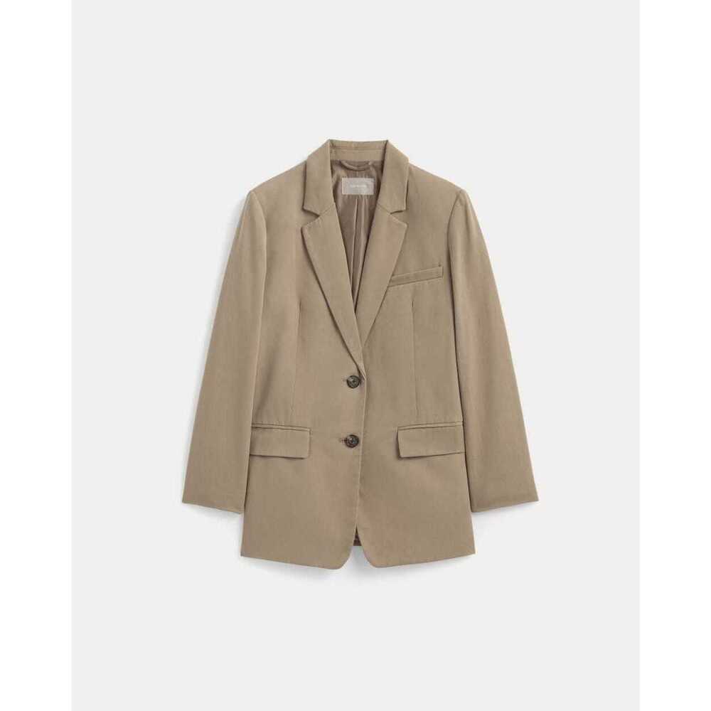 Everlane Women's Oversized Blazer in Buttersmooth in Ash Brown, Size 4, Cotton/…